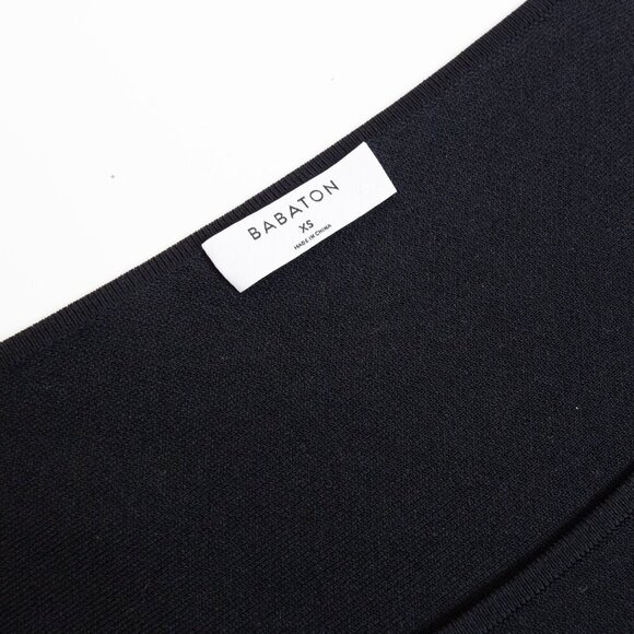 Babaton Aritzia Sculpt Knit Long Sleeve Peplum Top Square Neck Black - Picture 4 of 12